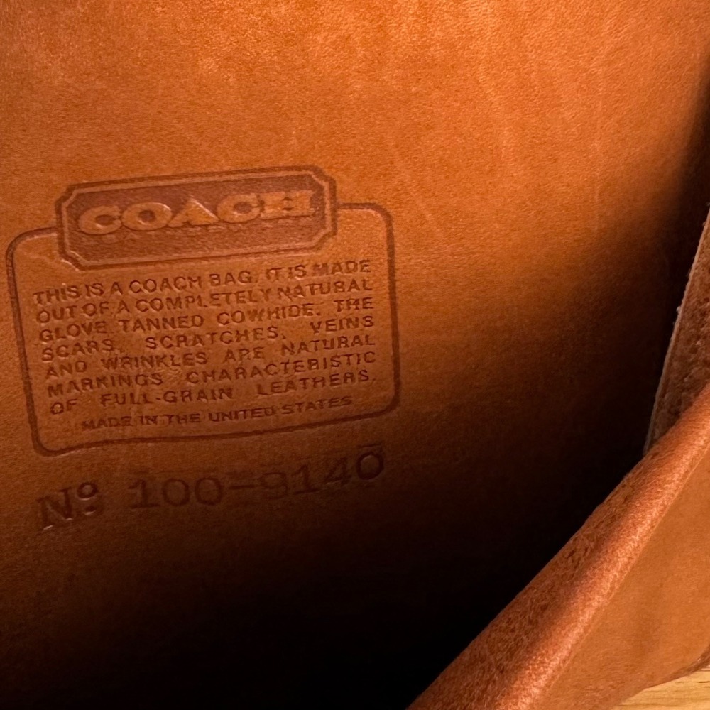 VTG Coach 9140 Station Bag British Tan Leather Crossbody Handle Strap USA Made - Picture 7 of 8